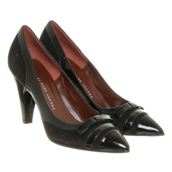 MARC BY MARC JACOBS Court Shoes Heel 3 5/16in Bow Leather Velvet & Patent 39.5 - Picture 3 of 4